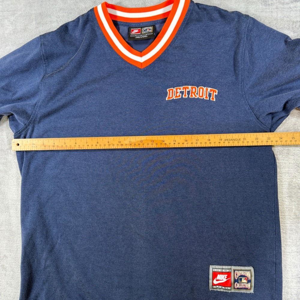 Detroit Tigers Shirt Mens Large Blue Jersey Tee Nike Cooperstown Collection - Picture 10 of 11